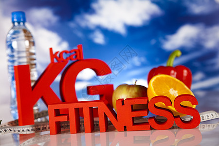 体育饮食 亮彩色音调概念反射肌肉食物运动重量营养健身房保健水果蔬菜图片