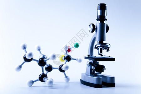 分子模型 原子 实验室玻璃活力公式质子药店测试显微镜生物生物学物理科学图片