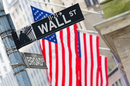 美国纽约华尔街旗帜库存银行业市场国家经济交换正方形地标旅行图片