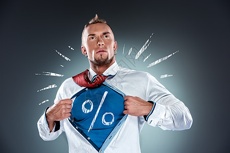 商务人士表现得像个超级英雄 还把衬衫扯了下来胸部成人职业工作躯干男人男性成功商业领导图片