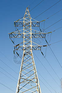高压电压电线技术金属工业传播天空电气活力力量电缆框架图片