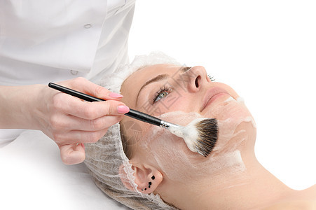 美容沙龙 面罩面具白色温泉美容师化妆师皮肤女士美容院护理化妆品图片