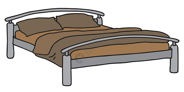 双人床住房毯子卧室金属棕色解雇双人床卡通片床架枕头图片