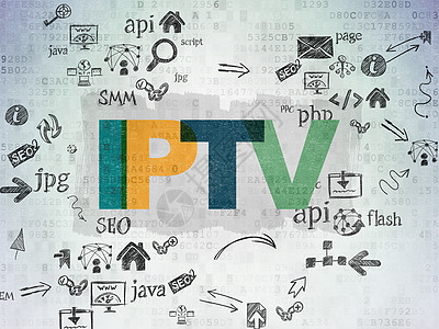 网络发展概念 IPTV关于数字纸张背景黑色白色网页图表战略箭头引擎编程托管流程图图片