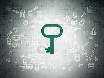 隐私权概念 数字纸背景上的关键钥匙裂缝技术攻击政策软件程序流程图安全密码图片