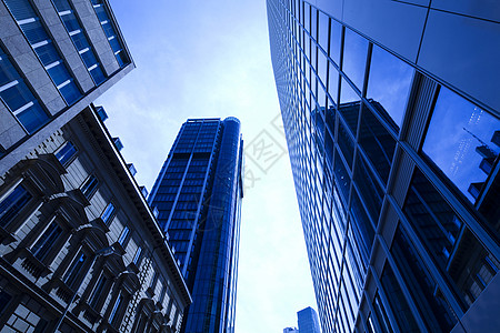 现代商业建设 明亮多彩的基调概念房地产建造镜子蓝色景观建筑学城市窗户反射技术图片