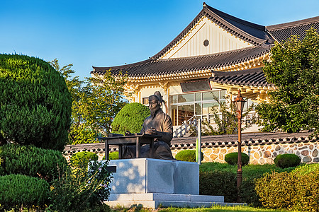 孔子铜像文化建筑雕像蓝色宗教音乐寺庙乐器青铜建筑学图片