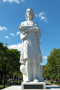 波士顿市雕像雕塑探险家大学男人地标大理石建筑学金属历史性图片