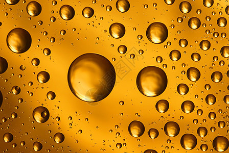 金色水滴玻璃水分墙纸天气雨滴黄色液体气泡宏观背景图片