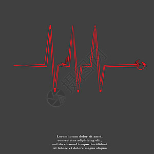 具有抽象背景的心脏脉冲平板设计速度信号有氧运动示波器生活电气按钮海浪标签身体图片