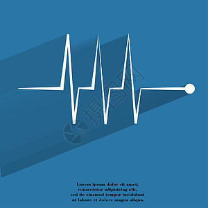 使用长阴影和文字空间的平坦现代网络按钮 W小册子韵律作品梗塞图表插图心脏病学心电图诊所医疗图片