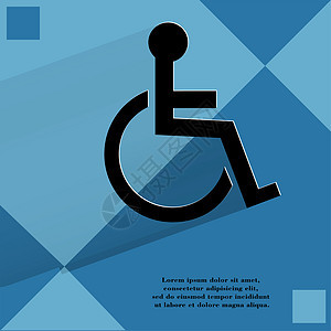 已禁用 在一个平坦几何抽象背景上的简单现代网络设计医院障碍按钮白色街道导航椅子危险交通插图图片