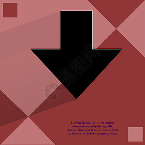向下箭头 在平面几何抽象背景上简单现代网络设计作品阴影音乐创造力插图图片