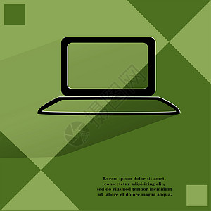笔记本 在平面几何抽象背景上的平坦现代网络按钮商业电脑屏幕插图安全推介会办公室数据代码展示图片