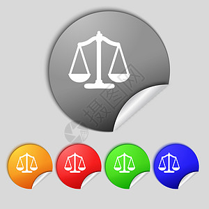 司法的天平签署图标 法院法律符号 设置多彩的按钮惩罚犯罪律师制药尺码测量邮票令牌标签法庭图片