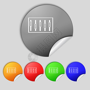 Dj 控制台组合控点和按钮 关卡图标 一组颜色按钮混合器娱乐酒吧网络体积音乐记录图标集立体声均衡器图片