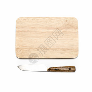 切割板和刀硬木食物屠夫木板职业工具用具白色厨房烹饪图片