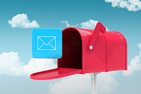 红色电子邮件邮箱的复合图像计算机绘图数字邮政技术计算邮件互联网图片