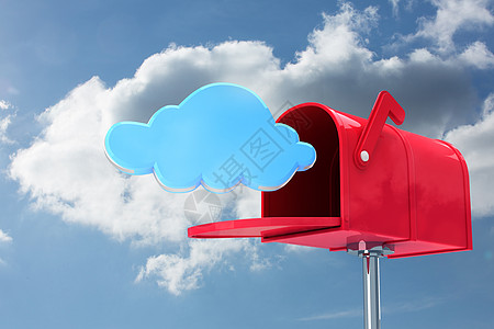 红色电子邮件邮箱的复合图像阳光天空沟通技术白色太阳云计算数字邮件多云图片