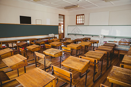 空教室学校桌子黑板课堂椅子学习小学背景图片