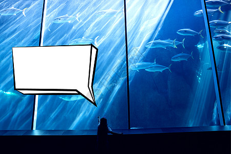 语音泡沫的复合图像乐趣好奇心水族馆环境鱼缸讲话游泳沟通女孩话框图片