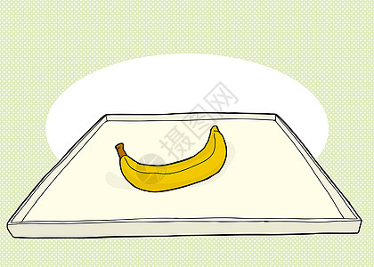 手绘香蕉彩旗香蕉在托盘上插图背景