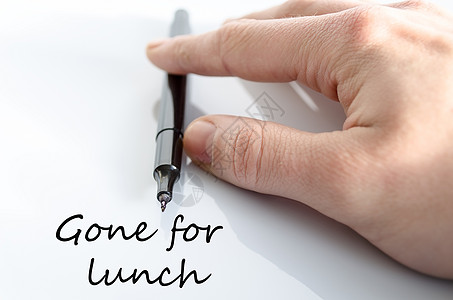 出去吃午餐概念写作职员商业辞职假期职场别针时间标签工人图片