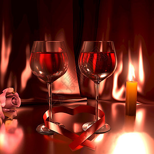 浪漫的一幕 配着红酒 玫瑰 点蜡烛背景图片