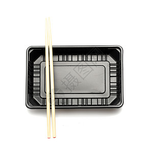 装有筷子的塑料食品容器包装空白纸盒送货午餐食物环境生活白色小吃图片