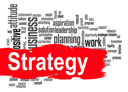 红色横幅的战略战略文字云图片