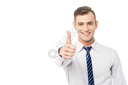 你干得不错啊人士公司企业家手势男人男性商务领带秘书微笑背景图片
