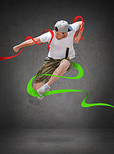男性跳舞者在空中跳跃空气街道舞蹈衣服杂技霹雳舞艺术运动冒充男生图片