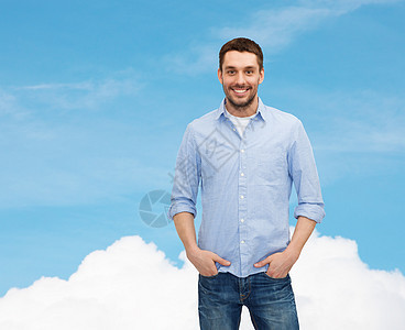 微笑的人天空衬衫衣服蓝色人士商务喜悦经理快乐幸福图片