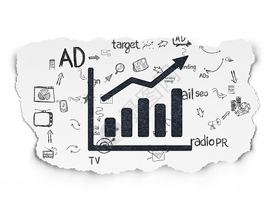 广告概念 关于撕纸背景的增长图宣传概念品牌黑色报纸生长活动绘画社会流程图创造力白色图片