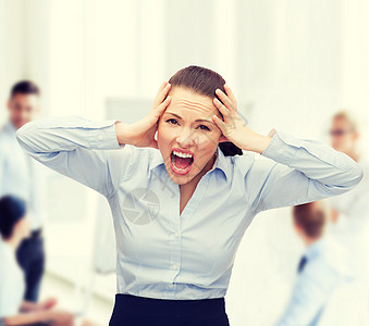 愤怒的尖叫女商务人士商业女士女性焦虑咨询办公室挫折震惊拉丁商务图片