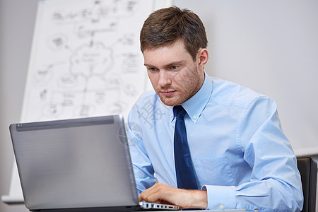 办公室内手持笔记本电脑的商务人士桌子领带企业家衬衫职业思维人士商务技术经理图片