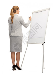 商业女商务人士或教师 背上有标记教育伙伴工人套装老师办公室女士写作生意人学生图片