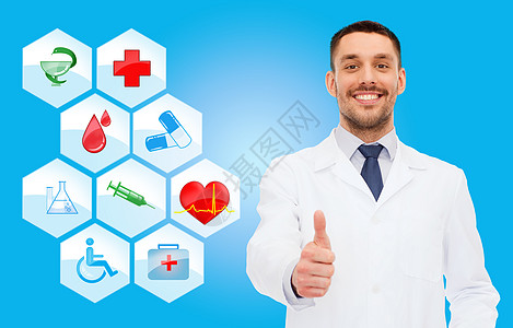 带听诊器 微笑的男医生职业卫生从业者专家家庭药店手势药品男人药片图片