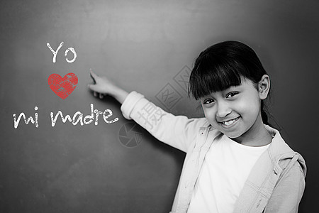 西班牙语母亲每日讯息的复合图象混血早教学校小学微笑知识学习女性女孩幼儿园图片