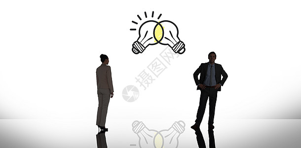 商业妇女地位综合形象的一幅图象男人双手数字职业灰色插图公司阴影白色绘图图片