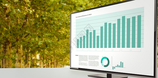 带有图表和数据的商务界面复合图像合成图象娱乐场景区系小路树叶自由树木电脑屏幕绘图图片