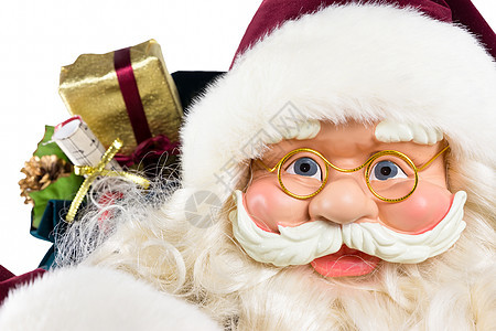 圣诞老人的脸脸和礼物的肖像图片