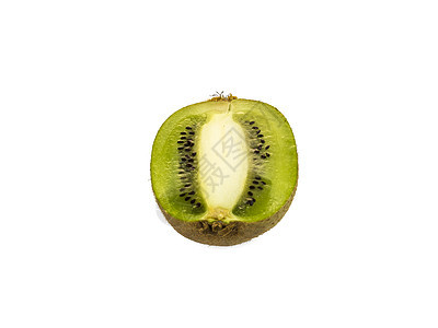 Kiwi 用白色背景切成两半营养小吃情调异国甜点水果饮食宏观椭圆形热带图片