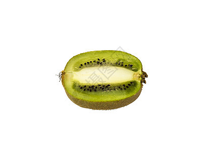 Kiwi 用白色背景切成两半热带食物异国奇异果饮食营养情调小吃宏观椭圆形图片