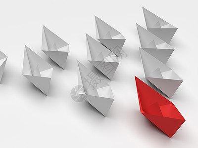 领导力概念 3D型纸船图片
