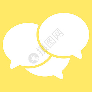商务双色套装中的网络研讨会图标气泡邮政讯息背景黄色论坛白色博客说话标签图片