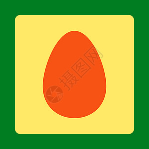 煎蛋平橙色和黄黄色圆形按键黄色背景早餐形式数字细胞图标食物绿色背景图片