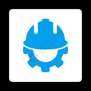 蓝色安全帽开发图标机械力量技术工作工程师安全帽承包商按钮正方形商业背景
