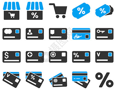 购物和银行卡图标支付优惠券货币市场商业贸易授权投资店铺降价图片
