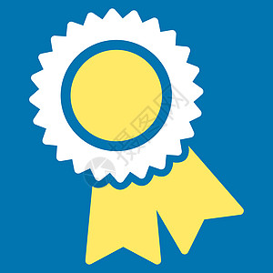 来自竞争与成功双色图标集的认证图标报酬投票贴纸印章证书优胜者丝带勋章白色背景图片